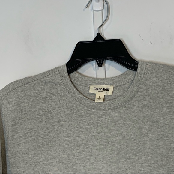 Open Edit Boxy Crop Organic Cotton T Shirt in Heather Grey - Picture 4 of 12